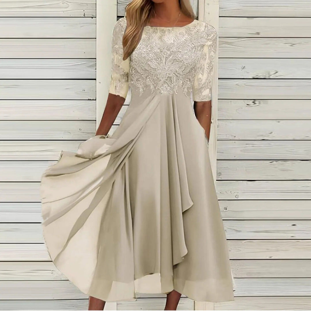 Vienna™ | Lace Sleeve Midi Dress