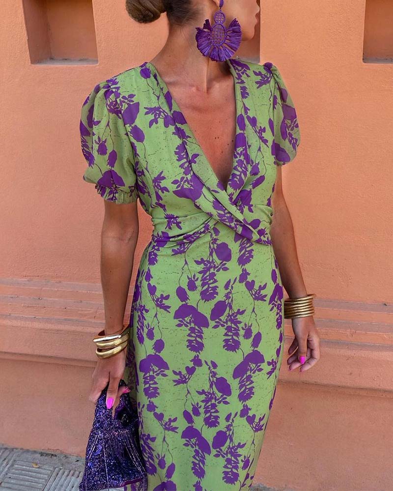 Angelina™ |  Stunning V-Neck Midi Dress