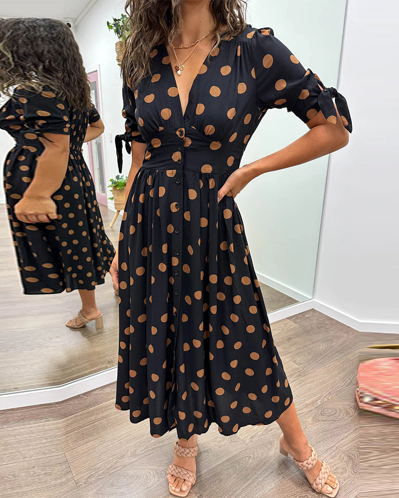 Miley™ | Polka Dots V-Neck Dress