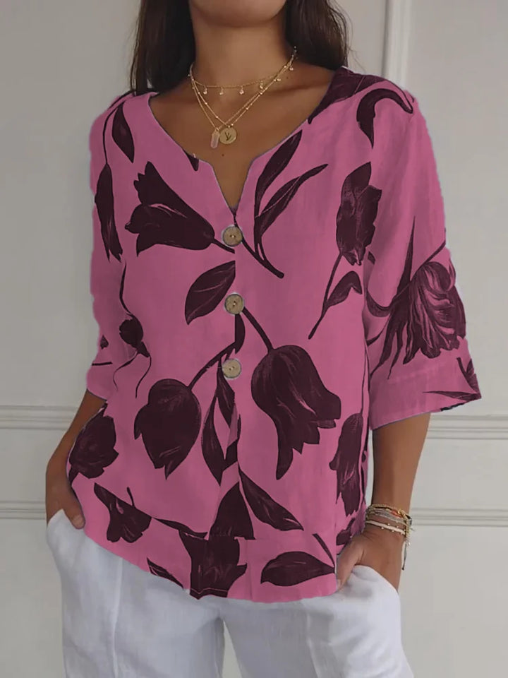 Allison™  | Floral V-Neck Blouse