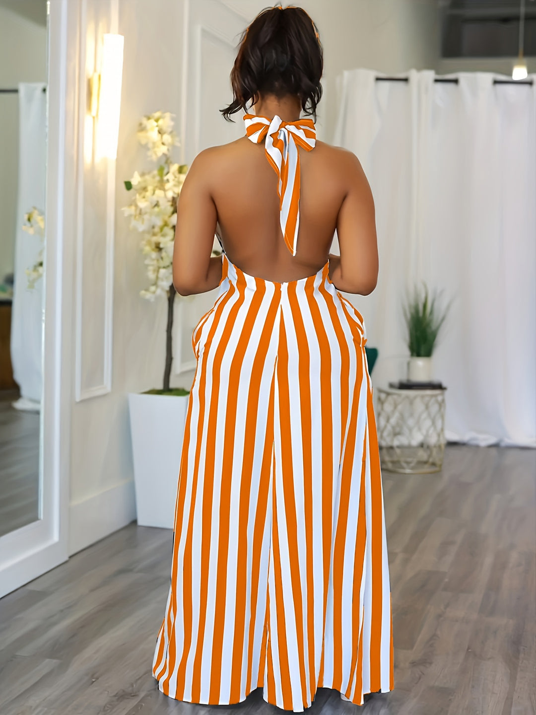 Phoebe™ | Striped V-Neck Halter Dress