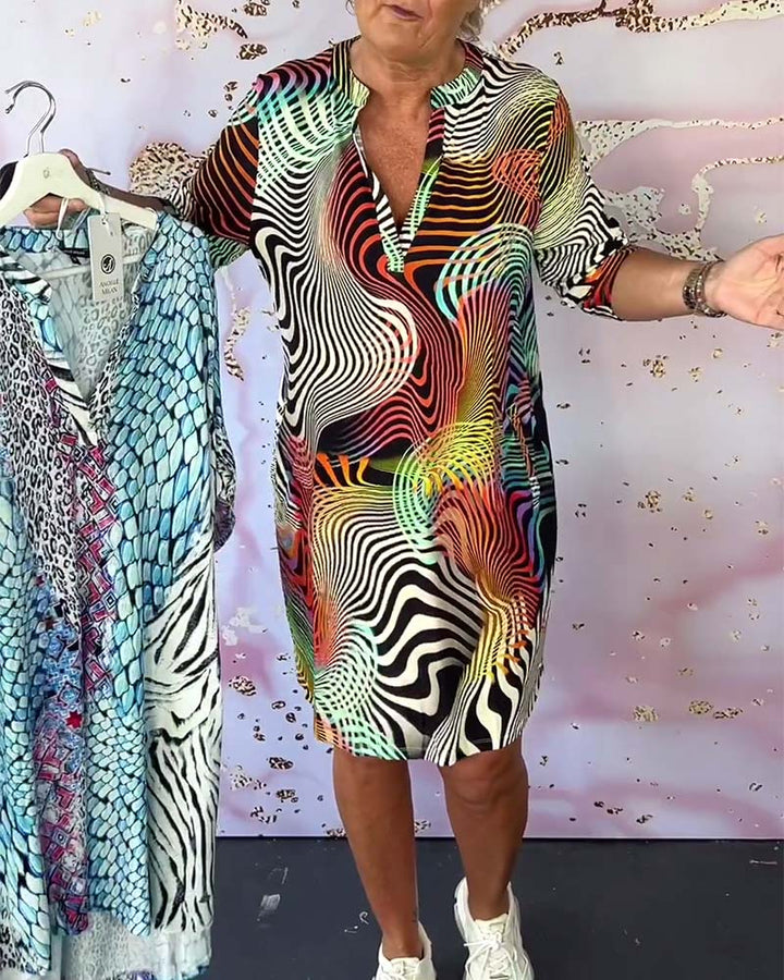 Vivian™ | Colourful V-Neck Dress