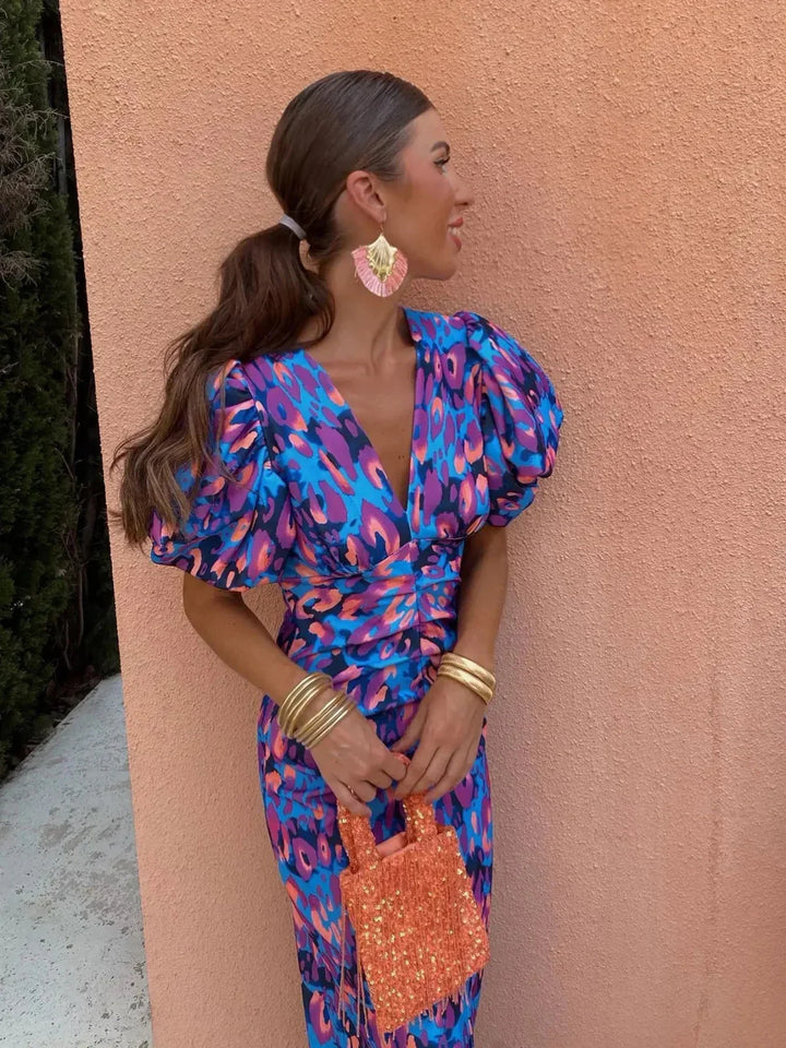 Giada™ | Colorful Pleated Midi Dress