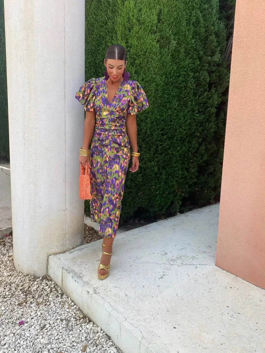 Giada™ | Colorful Pleated Midi Dress