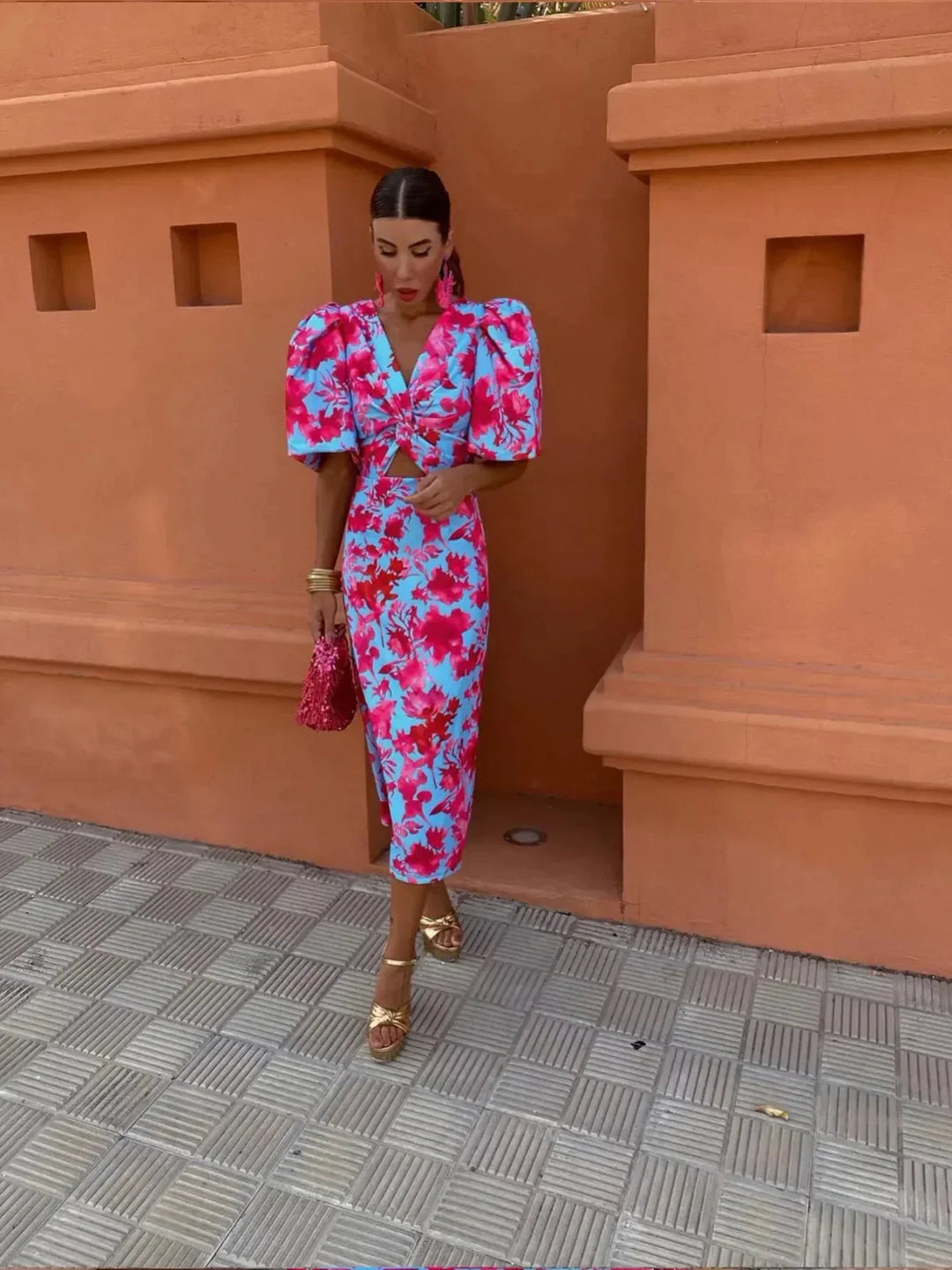 Giada™ | Colorful Pleated Midi Dress