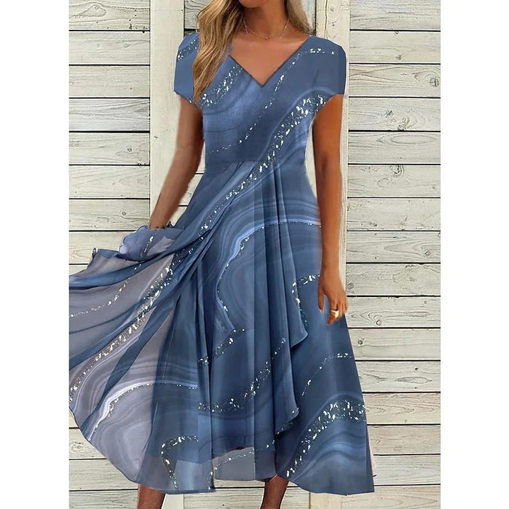Isha™ | Elegant V-neck Midi Dress