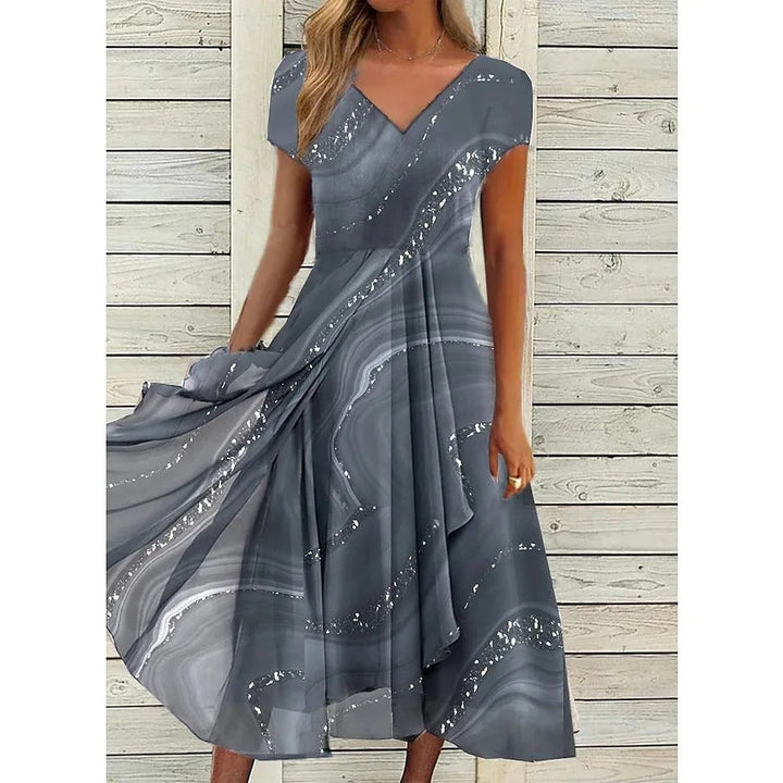 Isha™ | Elegant V-neck Midi Dress